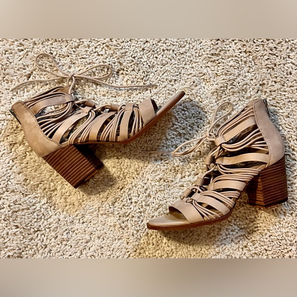 Vince Camuto Kaiann Nubuck Suede Caged Block Heel Sandal - Picture 8 of 10